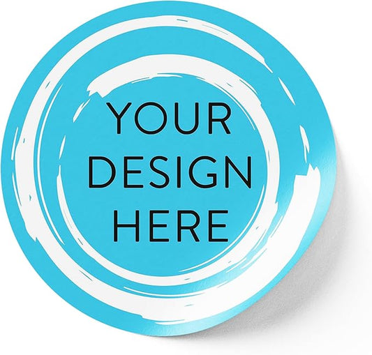 100 Custom Vinyl Stickers - Upload Your own Image, Text, Design, Logo - Personalized Logo Labels for Handmade, Packaging, Bottle, Jars, Candle, Brand Stickers (Blue Swirls, 3x3)