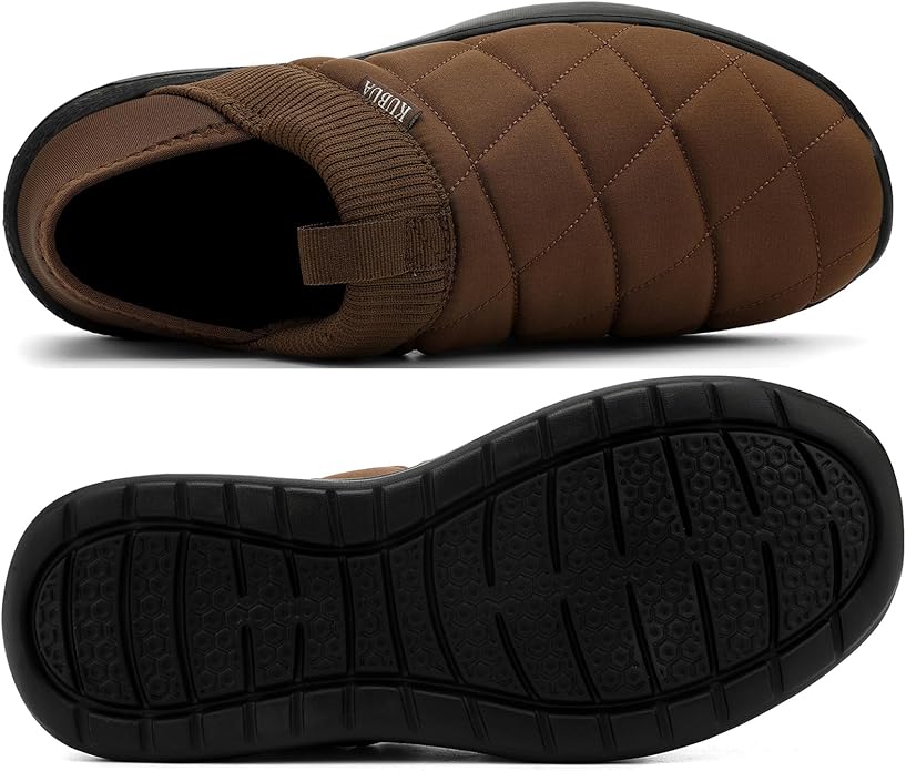 KUBUA Slippers for Men and Womens Indoor House Shoes Plush Slip on Outdoor Garden Loafers
