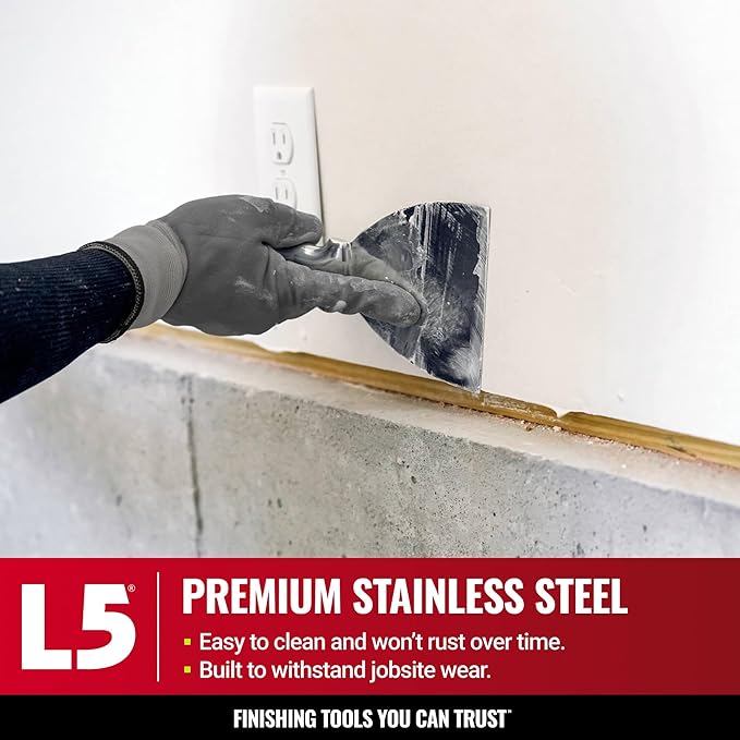 4" All Stainless Steel Joint Knife - LEVEL5 | Professional Grade Putty Blade, Premium Polished All-Metal, Precision Ground Edge, Ergonomic, Corrosion Resistant | 5-404