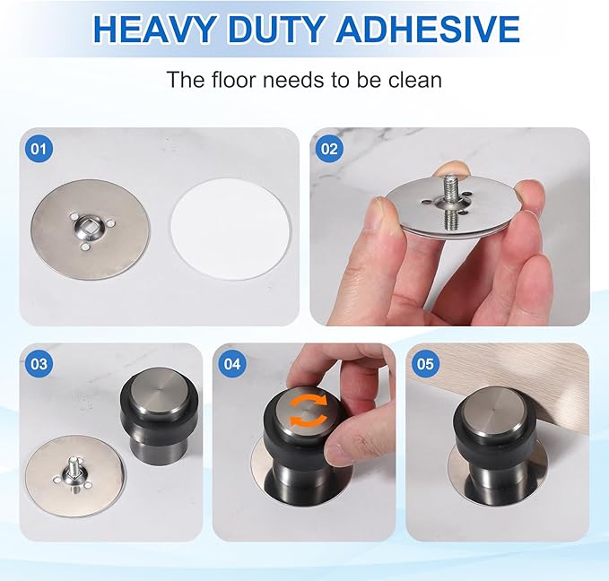 PATIKIL 3Set Round Door Stoppers, 46mm Stainless Steel Door Stop Doorstop Wedge Metal Cylinder Self Adhesive with Screw for Bottom of Door Floor Inside, Bronze