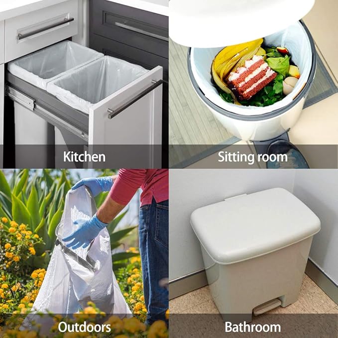 Teivio 3 Gallon 140 Counts Mini Strong Drawstring Trash Bags Garbage Bags, fit 10-12 Liter Small Trash Can,Tiny Waste Basket Liners for Home Office Bathroom Bedroom Car, White