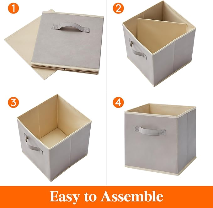 Lifewit 16 Packs Storage Cubes, 11 Inch Cube Storage Bins, Foldable Decorative Fabric Storage Baskets for Organizing Home Organizers with Handles for Shelves, Closet, Light Gray