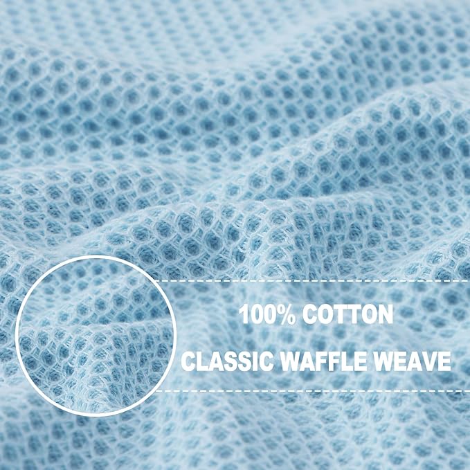 Homaxy 100% Cotton Waffle Weave Kitchen Dish Towels, Ultra Soft Absorbent Quick Drying Cleaning Towel, 13 x 28 Inches, 6-Pack, Sky Blue