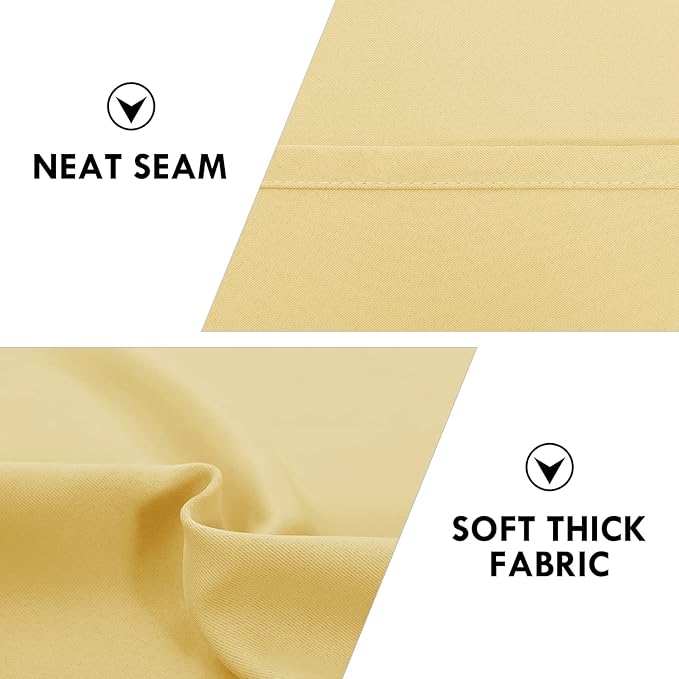 DWCN Blackout Curtains for Bedroom – Rod Pocket Thermal Insulated Noise Reducing Noise Reducing Drapes for Living Room, W 42 x L 54 Inch, 2 Panels, Light Yellow