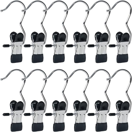 15/30Pcs Upgrade Double Head Clamp Dipped Clothespin for Laundry Hooks with Clips, Boot Holder, Hanging Clips, Portable Multifunctional Hangers Single Clip Space Saving for Jeans, Hats (15, Black)
