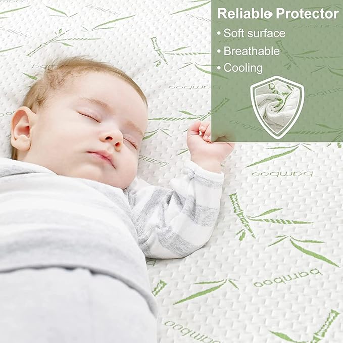 Twin XL Mattress Protector 2 Pack,Waterproof Mattress Pad Washable Bamboo Rayon Mattress Cover Breathable Noiseless Bed Protector 5" - 21'' Elastic Fitted Deep Pocket