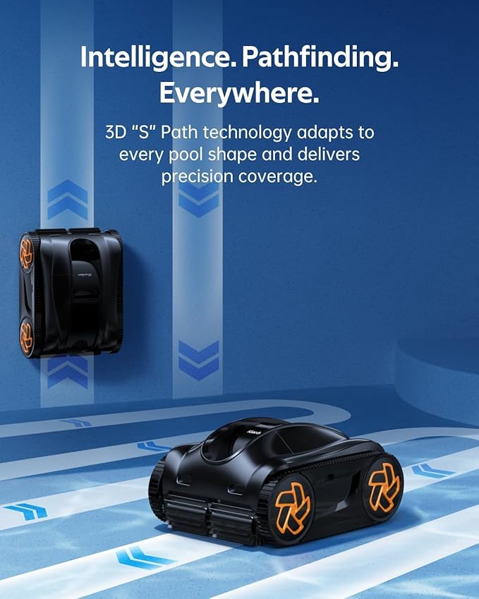 Pool Cleaner K40, 4H Runtime Cordless Robotic Pool Vacuum for Inground & Above Ground Pools, AI Timer, Smart Navigation, Self-Parking, App Support, Touchscreen, Cleans Floor, Wall & Waterline