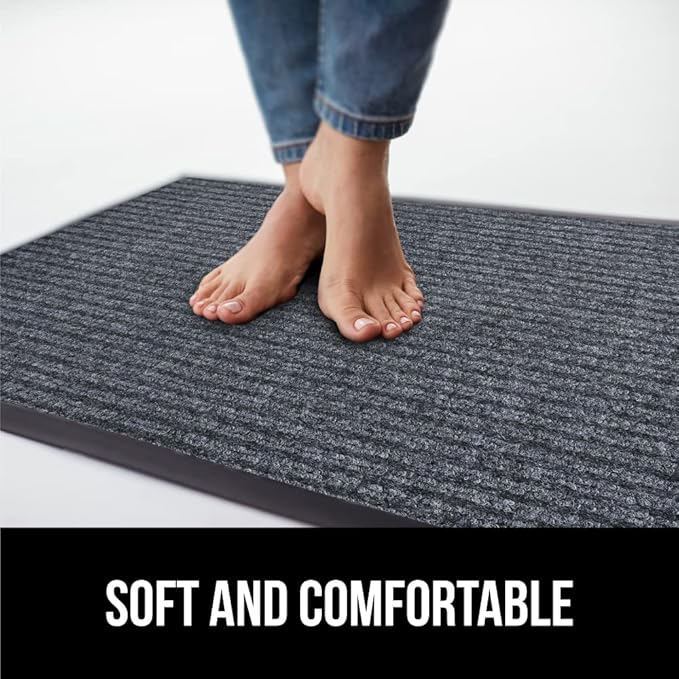 GORILLA GRIP Traffic Guard Door Mat, 70x24, Heavy Duty Welcome Mats, Commercial Office Space Doormat, Waterproof, Fade Resistant, Strong Rubber Backing, Low Profile, Shoe and Boot Scraper, Gray