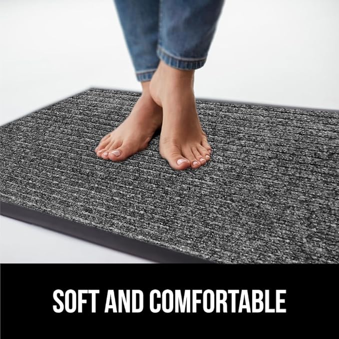 GORILLA GRIP Traffic Guard Door Mat, 60x36, Heavy Duty Welcome Mats, Commercial Office Space Doormat, Waterproof, Fade Resistant, Strong Rubber Backing, Low Profile, Shoe and Boot Scraper, Light Gray