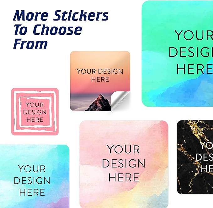 100 Custom Vinyl Stickers - Upload Your own Image, Text, Design, Logo - Personalized Logo Labels for Handmade, Packaging, Bottle, Jars, Candle, Brand Stickers (Mountain, 2x2 Square)