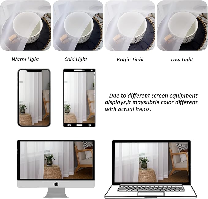 Chyhomenyc Extra Long White Sheer Curtains 120 Inches Long 2 Panels, Light Filtering White Curtains for Living Room, Soft Gentle Voile Rod Pocket Bedroom Window Drapes, 59Wx120L Inch, 10FT, 2PCS