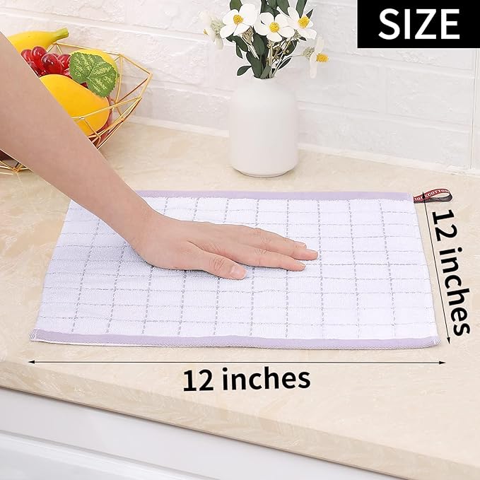 Homaxy 100% Cotton Terry Kitchen Dish Cloths, Ultra Soft and Absorbent Dish Towels for Kitchen, Suitable for Drying and Washing Dishes, 8 Pack, 12 x 12 Inches, White