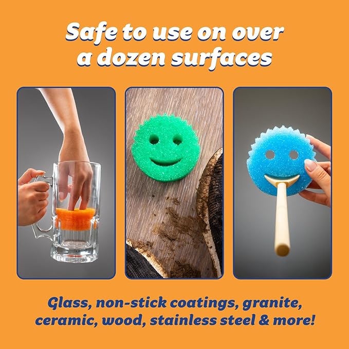 Scrub Daddy Scratch-Free Multipurpose Kitchen Sponges - Bulk Dish Sponges for Kitchen, Bathroom, Household Cleaning & More - Made with BPA-Free Polymer Foam (5 Count)