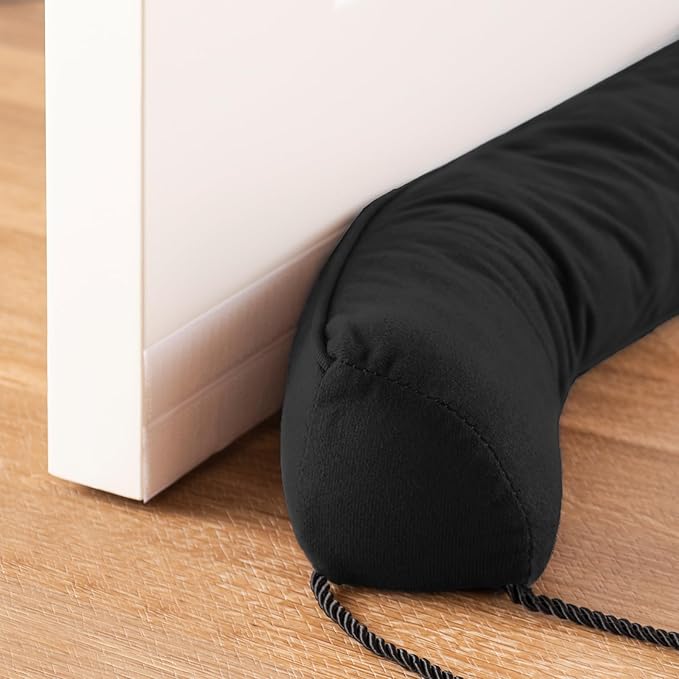 Sunolga 42" Door Draft Stopper Blocks Hot and Cold Air with Removable Washable Cover for Gaps Up to 3", All-Season Seal for Noise, Door Sweep for Bottom of Door and Window, Home Essentials, Black