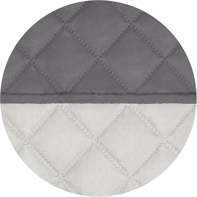 PureFit Reversible Quilted Sofa Cover, Water Resistant Slipcover Furniture Protector, Washable Couch Cover with Non Slip and Elastic Straps for Kids, Dogs, Pets (4 Seater Sofa, Gray/Ivory)