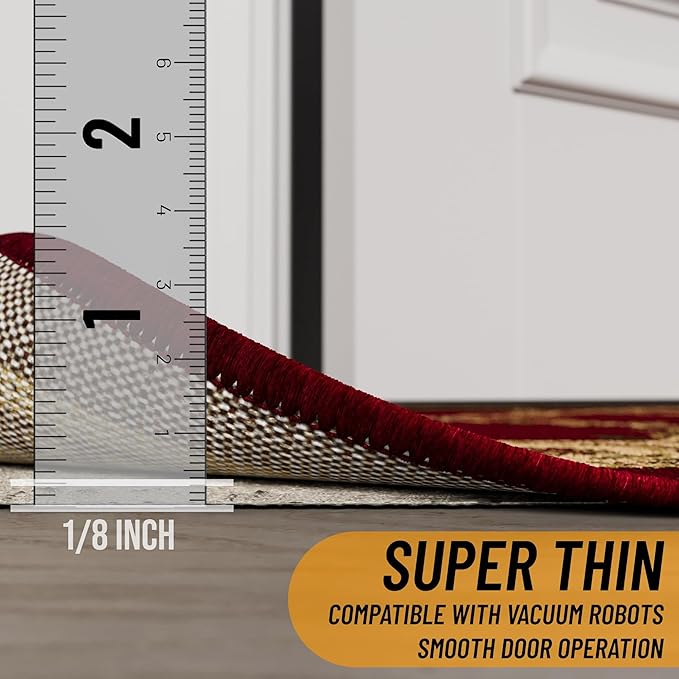 Ottomanson 5' x 7'8" Non-Slip Rug Pad Gripper 1/12 Inch Ultra Thin Dual Surface Felt + Rubber Gripper - Safe for All Floors, Cream