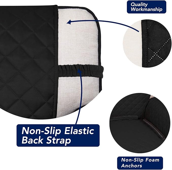 PureFit Reversible Quilted Sofa Cover, Water Resistant Slipcover Furniture Protector, Washable Couch Cover with Non Slip and Elastic Straps for Kids, Dogs, Pets (Loveseat, Black/Beige)
