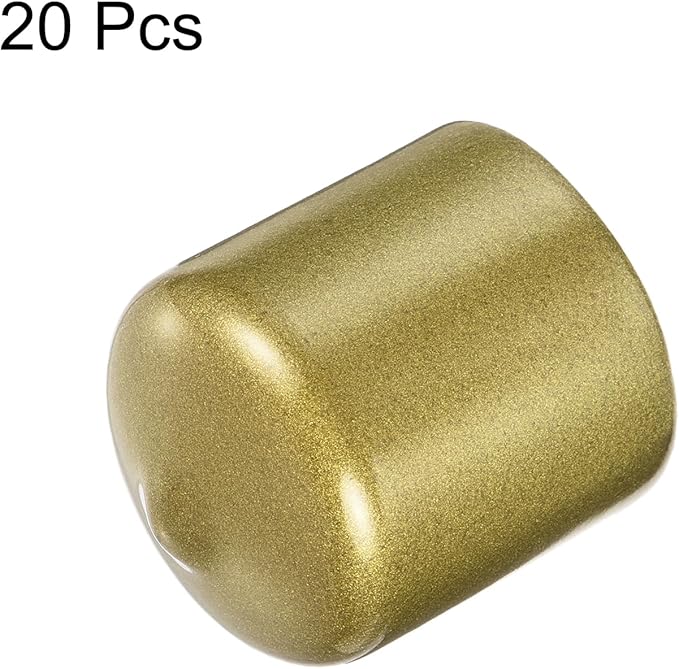 uxcell 20pcs Rubber End Caps 27mm ID Vinyl Round Tube Bolt Cap Cover Thread Protectors Gold
