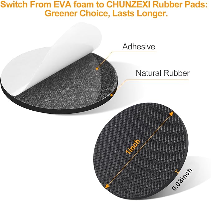 CHUNZEXI Non Slip Furniture Pads - 24 Premium Furniture Grippers Self Adhesive Rubber Furniture Feet, Anti Slide Furniture Hardwood Floor Protector for Keep Couch Stoppers (1 inch Round)
