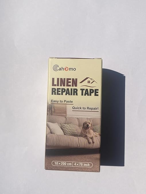 Linen Repair Tape 4x79 inch, Self Adhesive Fabric Patches, Linen Patch Tape Kit, Fabric Repair Tape for Couch Sofas, Headboards, Chairs, Pillows, Curtains, Couches - Brown