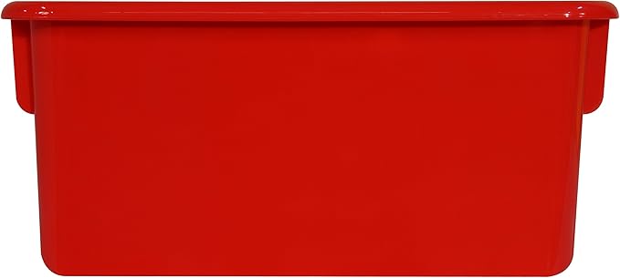 Wood Designs Cubby Storage Bin, Heavy Duty Plastic Containers for Kids Red Cubby Tray Set of 10