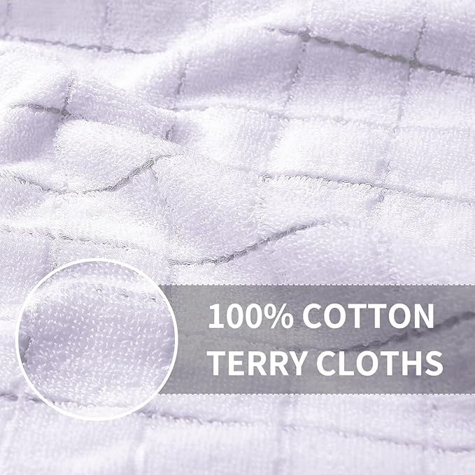 Homaxy 100% Cotton Terry Kitchen Towels(White, 13 x 28 inches), Checkered Designed, Soft and Super Absorbent Dish Towels, 12 Pack