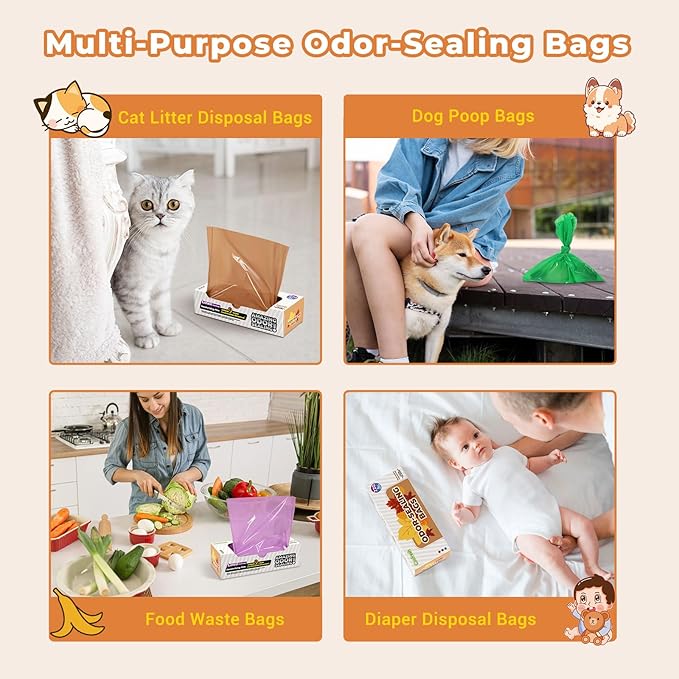 Odor Sealing Small Trash Bags Home & Food Use M-220 Count Disposable Bags, Durable and Unscented (Color:Blue)