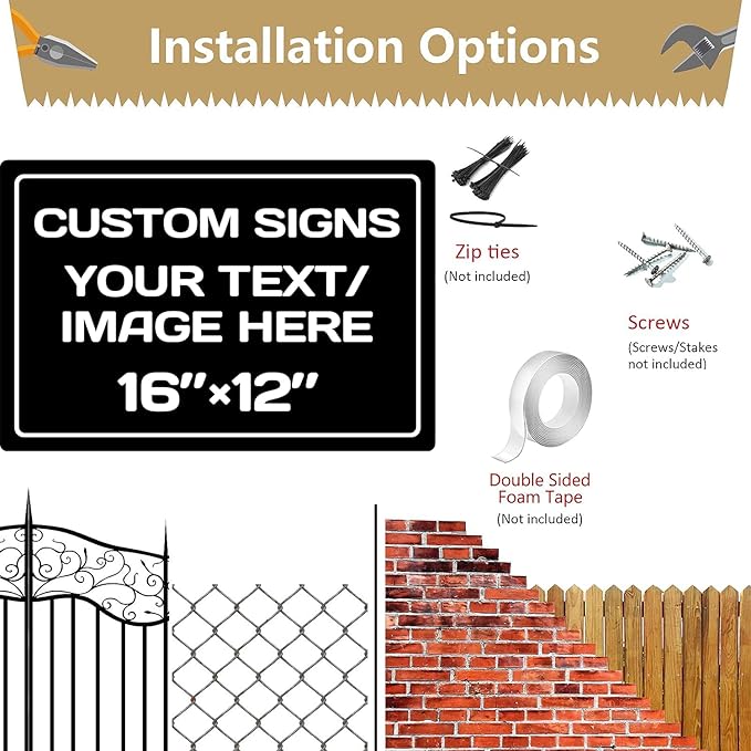 Personalized Aluminum Weatherproof Metal Signs - Multiple Sizes, Custom Text & Picture, Hazard, Garden, Custom Door Signs