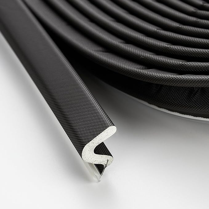 Weather Stripping Door Seal Strip - Soundproof Q-Shaped Foam for Exterior Door Frame, Large Gap Seal, Noise Cancelling, Easy to Install (Black, 26FT)