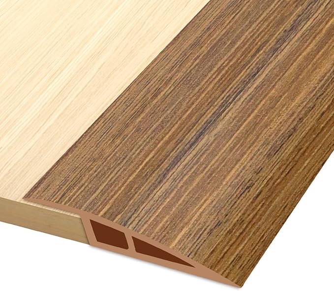 Vinyl Door Threshold Flooring Transition Strip Self Adhesive Carpet Edging Strip for Laminate Doorway Edge Threshold from 3/5" to 4/5" (Light Brown Wood Grain, 3.3 Ft)