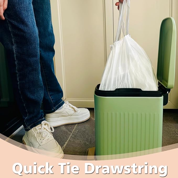 2.6 Gallon Small-Trash-Bags Plastic Drawstring Garbage-Bag - Mini Tiny White Unscented 80 Count For Bathroom Car Can Restroom Office Liners Waste Basket Strong Bulk Inwaysin