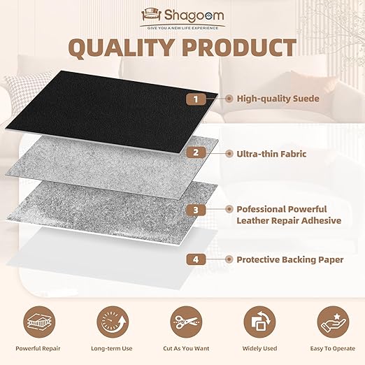 Suede Repair Patch, 17X79 Inch Fabric Large Repair Tape, Self-Adhesive Patches for Furniture, Sofa, Car Interior, Shoes, Hand Bag, Clothing (Dark Grey, 17X79 Inch)