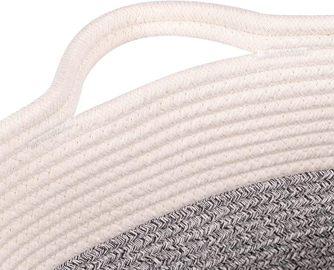 Medium and Large Woven Basket//With Handle, Used for Toys and Fabric Storage Basket used for Storing xl Storage Box, Decorative Storage Box Room 2pack (14L12H Silver Gray, 14L*10W*12H)