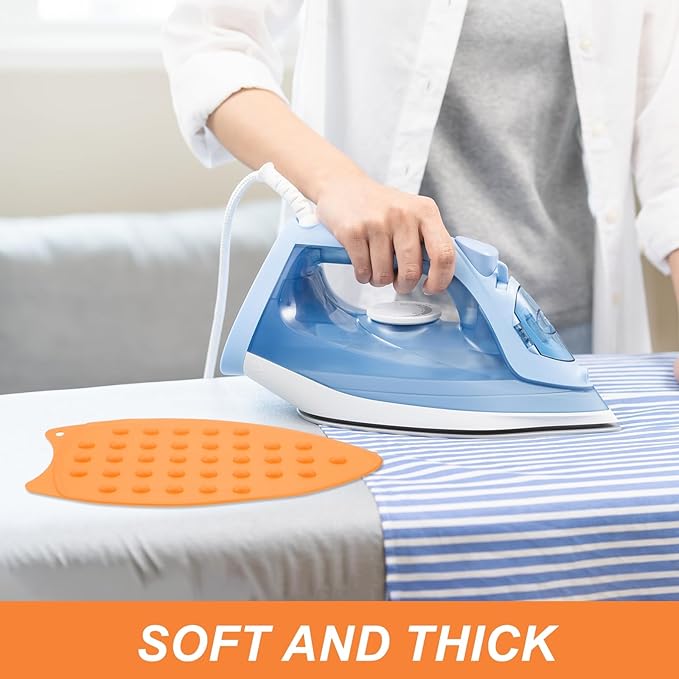 PATIKIL Silicone Iron Rest Pad, 2 Pcs Multipurpose Hot Heat Resistant Iron Rest Plate Protective Pad for Ironing Board Hot Resistant Steamer Steam Compact Mat, Orange