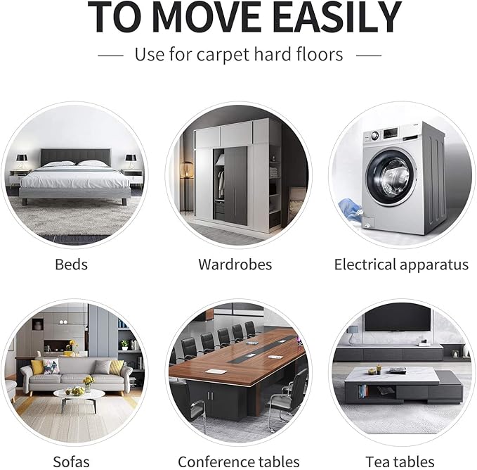 Ezprotekt 8 Pack Large Furniture Movers Sliders for Carpet, 9 1/2" x 5 3/4" Reusable Oval Furniture Moving Pads for Heavy Duty Bed Sofa Fridge Couch Cabinet, Move Items Quickly and Easily (Beige)