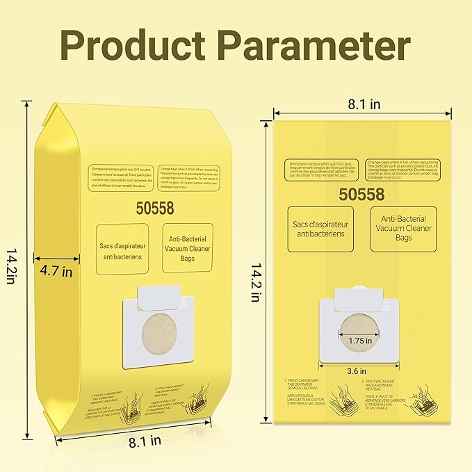 50558 Vacuum Cleaner Bags Replacement for Kenmore Canister Type C/Q 5055, 50555, 50557, 50558 and Pana·sonic Type C-5, C-18, 200 Series, 400 Series, 600 Series, 800 Seires Vacuum - 36 Pack