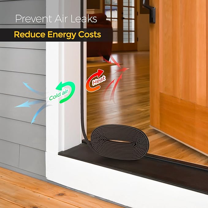 Ravinte Weather Stripping Door Seal Strip Soundproof "Q" Foam Weather Stripping for Door Frame, Exterior Door Weather Stripping for Large Gap, Easy to Install（Brown, 19.8FT)