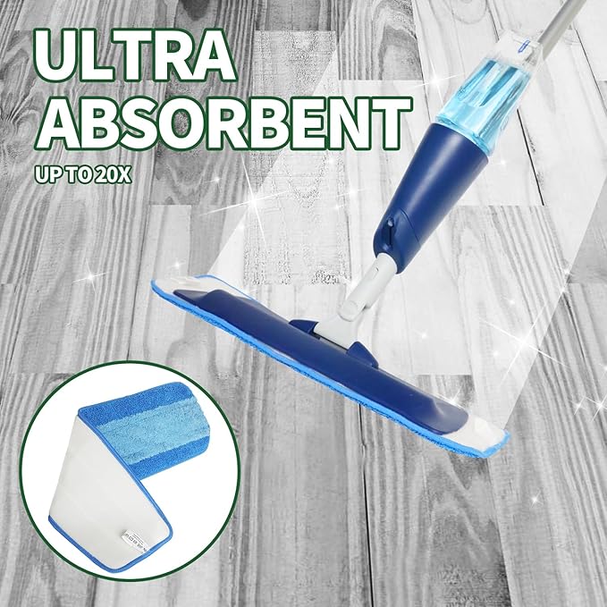 6 Pack Microfiber Cleaning Pads for Bona Mop, Reusable Microfiber Mop Pads for 18 Inch Mop, Hardwood & Hard Surface Floors Replacement Cleaning Mop Pads, Machine Washes