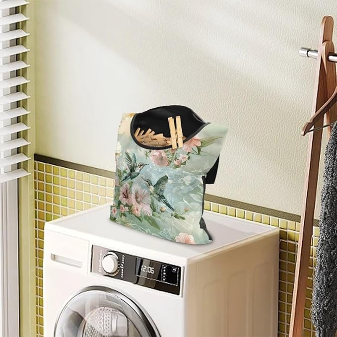 Hummingbird Clothespin Bag for Outdoor Laundry Clothesline and Clothes Pin Holder Clothespin Bag for Clothes Pins Heavy Duty Outdoor Use
