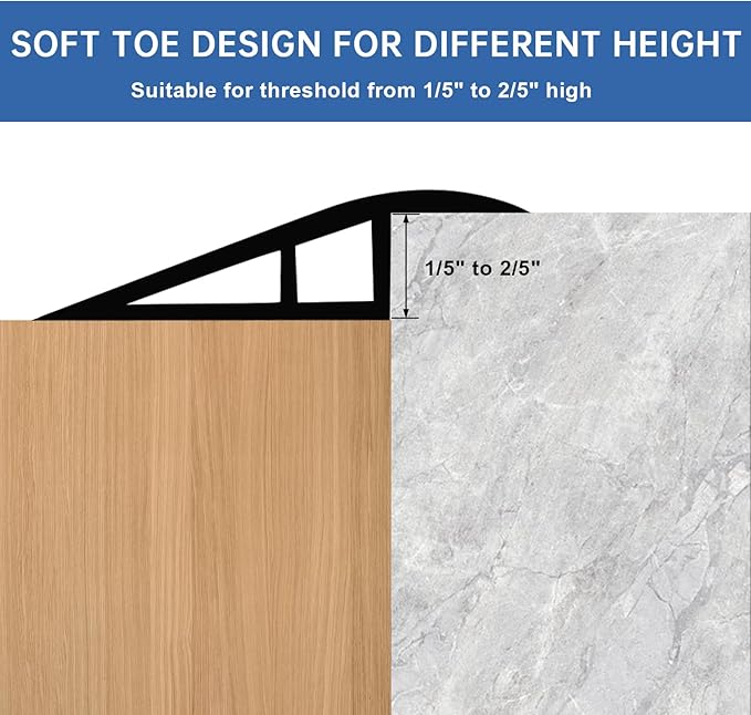 Vinyl Door Threshold Flooring Transition Strip Self Adhesive Carpet Edging Strip for Laminate Doorway Edge Threshold from 1/5" to 2/5" (Black, 10 Ft)