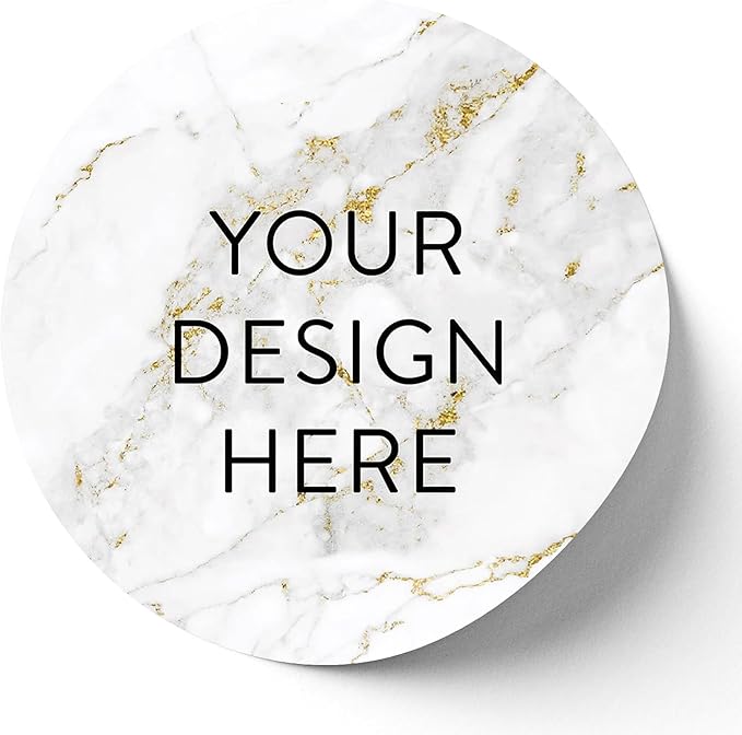 100 Custom Vinyl Stickers - Upload Your own Image, Text, Design, Logo - Personalized Logo Labels for Handmade, Packaging, Bottle, Jars, Candle, Brand Stickers (Gold Marble, 6x6)