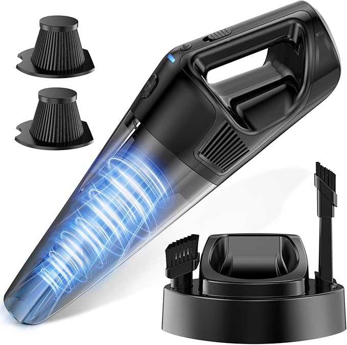 Handheld Vacuum Cordless Rechargeable with Charging Dock - 16000Pa Ultra-Strong Suction, Portable & Lightweight, Fast Charging, LED Light, 0.8L Super-Large Dust Cup, Long Battery Life for Home