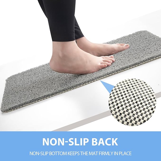 Non-Slip Bathtub Mat, 2 Pack Anti Slip Shower Mat, Fast Drying Bathtub Mats, Foot Scrubber Mat, Anti Slip Mat for Tub, Floor, Bathroom, Kitchen, Home, Hotel (Grey 24"×16"+24"×16")