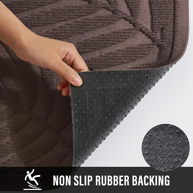 Front Door Mat, Absorbent Resist Dirt Welcome Door Mat Indoor Outdoor, Waterproof Doormat, Sturdy Non Slip Backing, Fade Resistant, Low Profile Entry Mat for Entryway, 47×32, Coffee