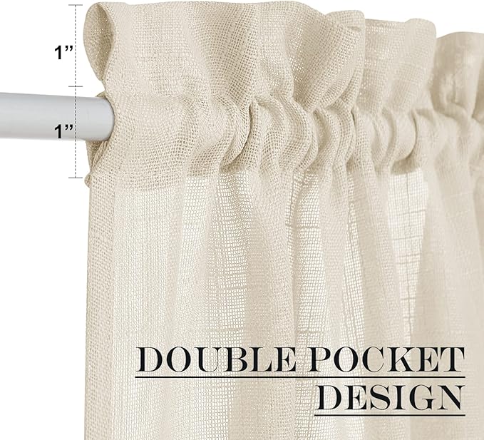 NICETOWN Beige Sidelight Door Curtain 72 Inches Long for Side Light Windows Linen Textured Farmhouse French Door Shade with Tie Back for Kitchen Closet Glass, 26 x 72 Inch Length, 1 Panel