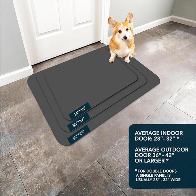 Ultra Thin Door Mat Indoor Entrance, 1/10 in Thin Door Mats for Inside Entry, Non-Slip Rubber Backing Washable Doormat, Fade Resistant, Absorbent, Low Profile Dirt Trapper, 47"X24",Grey