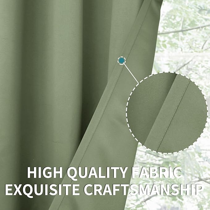 BGment Olive Green Blackout Curtains 84 Inch Length for Living Room - Rod Pocket Thermal Insulated Room Darkening Drapes Privacy for Dining Bedroom, 2 Panels, 52 x 84 Inch