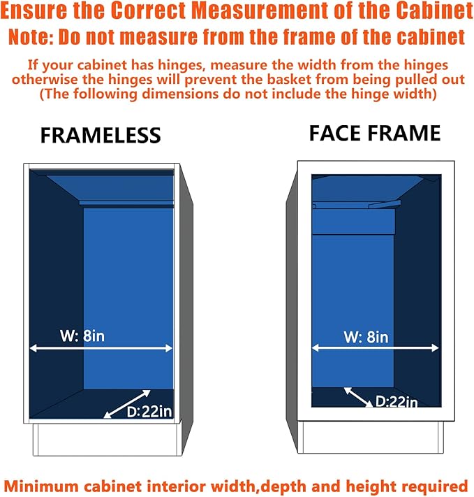 Pull Out Cabinet Organizer 7½" W x 21½" D, Heavy Duty Cabinet Pull Out Shelves, Slide Out Drawers Organization for Kitchen Cabinets Bathroom