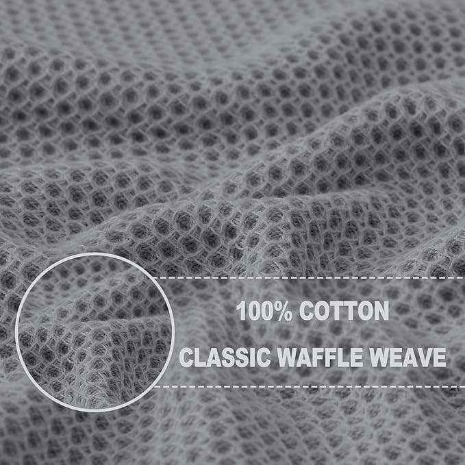 Homaxy 100% Cotton Waffle Weave Kitchen Dish Cloths, Ultra Soft Absorbent Quick Drying Dish Towels, 12 x 12 Inches, 8-Pack, Grey