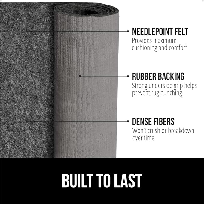 GORILLA GRIP Felt and Natural Rubber Stay in Place Slip Resistant Rug Pad, 1/4in Thick, 6x9 FT Protective Padding Under Area Rugs, Cushioned Gripper Pads, Carpet Runners, Hardwood Floors Protection